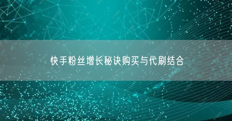快手粉丝增长秘诀购买与代刷结合