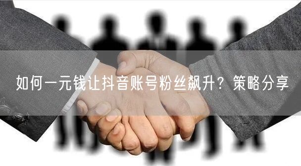 如何一元钱让抖音账号粉丝飙升？策略分享