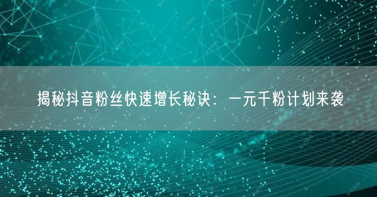 揭秘抖音粉丝快速增长秘诀：一元千粉计划来袭