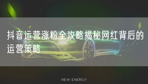 抖音运营涨粉全攻略揭秘网红背后的运营策略
